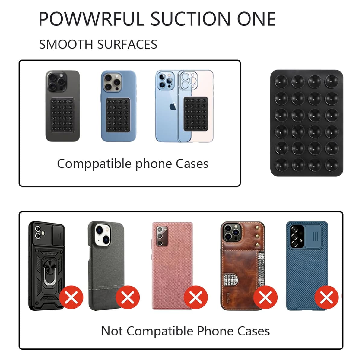 4 Suction Cup Holders for Mobile Phone, Silicone Phone Holder Suitable for 4 Packs of Silicone Suction Cups for All Models of Mobile Phones, Silicone Suction Cup for Car (NEG — view 7
