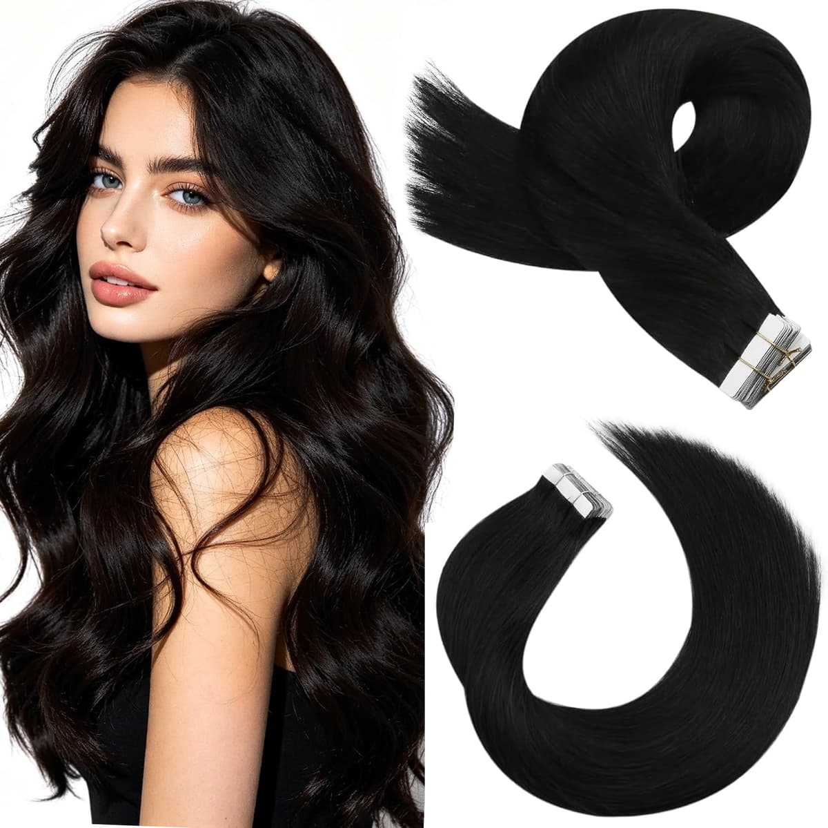 Moresoo Tape in Hair Extensions Human Hair Ash Blonde with Bleach Blonde Tape Hair Extensions Blonde Real Human Hair Extensions Tape-ins 12 Inch 20 Pieces/30g #P18/613 — view 62