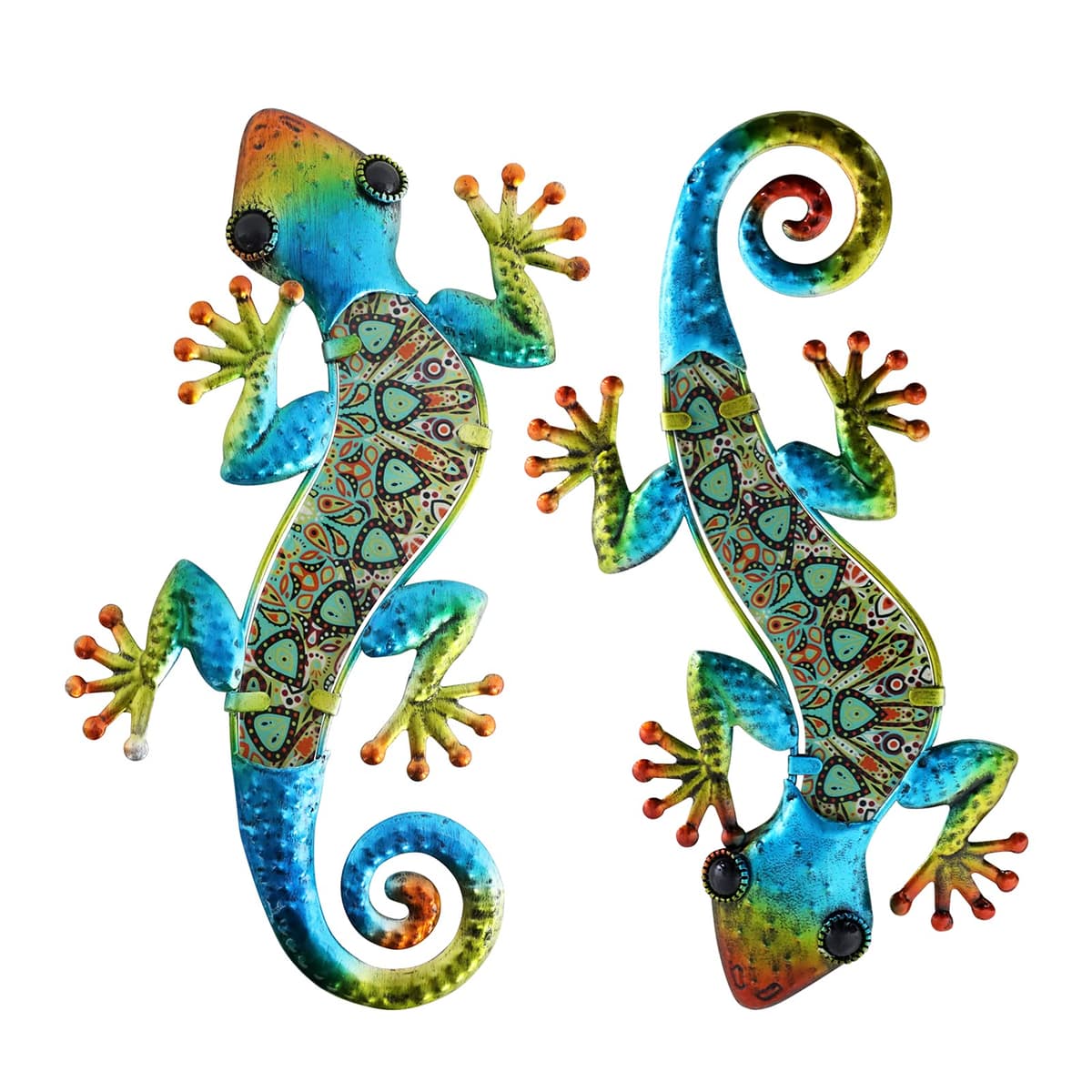 HONGLAND Metal Gecko Wall Art 2 Pack 15 Inch Lizard Outdoor Decor Hanging Glass Sculpture Decoration for Garden Fence Home — view 21