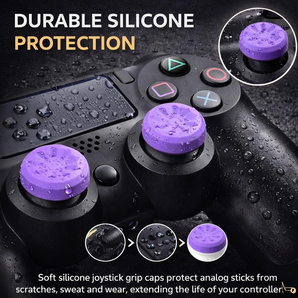 White Thumb Stick Grips for PS5 & PS4 Controllers, Anti-Slip Silicone Controller Thumb Grips, Joystick Grip Caps to Improve Accuracy & Reduce Fatigue, Gaming Analog Stick Covers (2PCS) — view 5