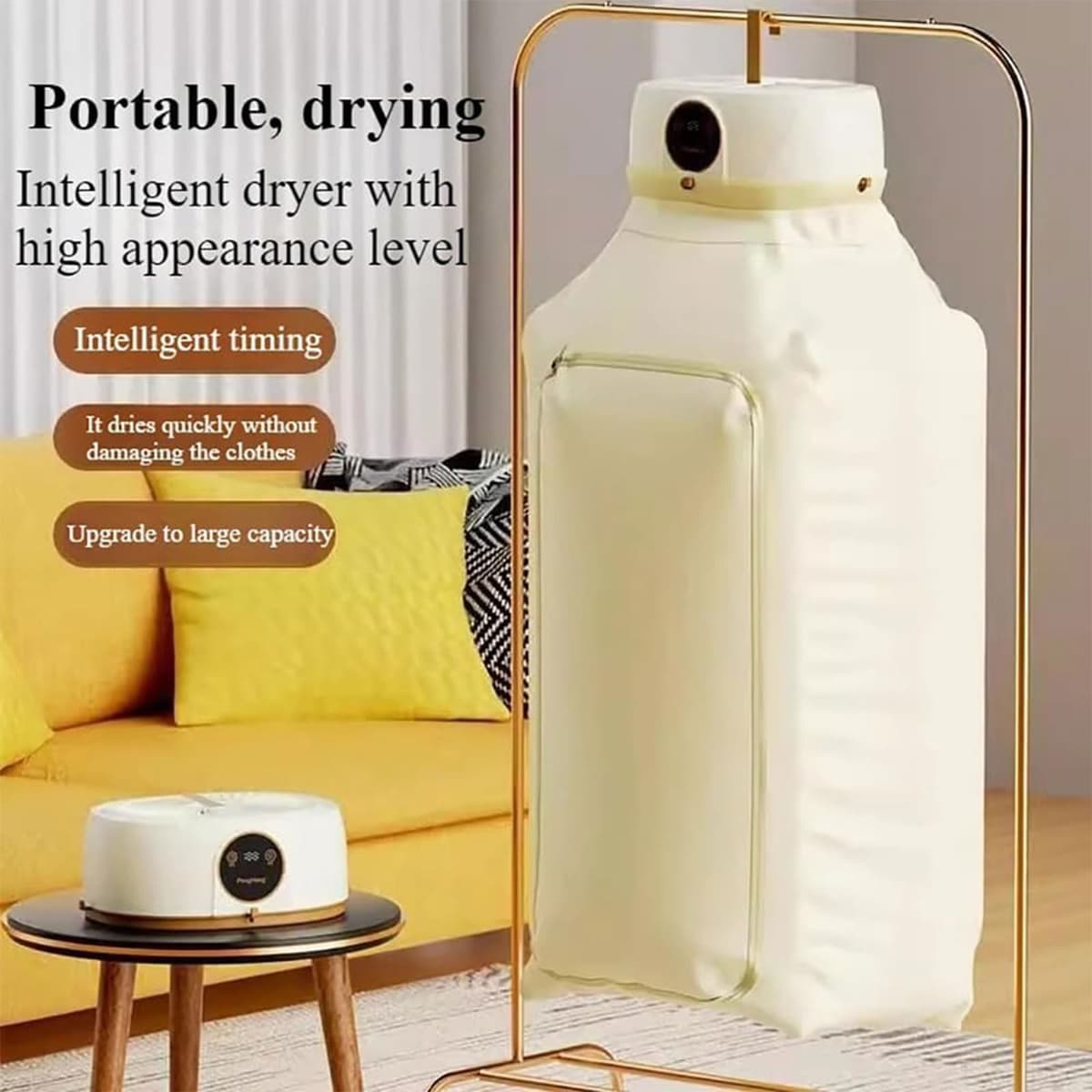 Máquina de Planchar Automática, Secadora de Ropa Portátil con Control Remoto, Calefacción Circulante y Función de Temporizador, Mini Secadora con Bomba de Calor Colgante Para Viajes, Hogar — view 2