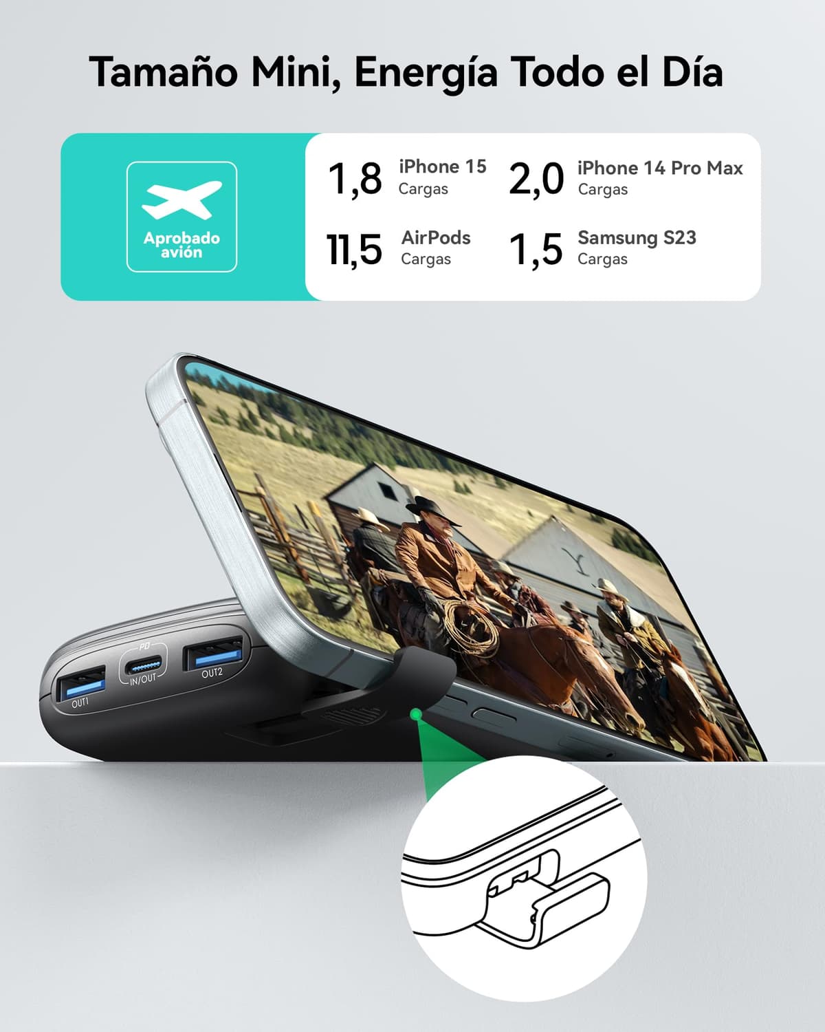 INIU Power Bank, Mini 10000mAh 22.5W Bateria Externa Carga Rapida, USB C PD3.0 QC4.0 Cargador Portatil, Powerbank con Soporte para iPhone 17 16 15 14 13 12 Pro Samsung S22 S21 Xiaomi Huawei iPad — view 5