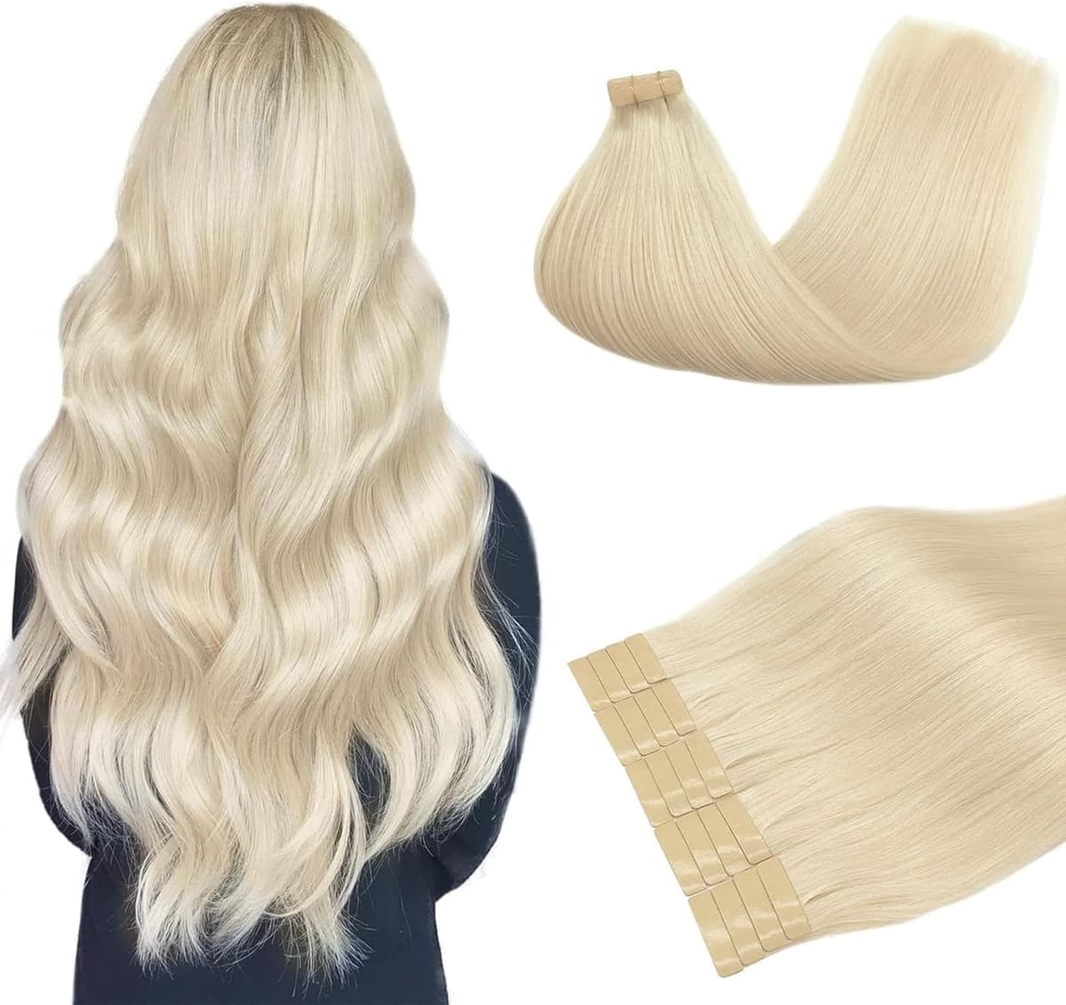 DOORES Tape in Hair Extensions Human Hair, Balayage Dark Brown to Chestnut Brown 50g 20pcs 18 Inch, Human Hair Extensions Natural Remy Straight Skin Weft — view 29