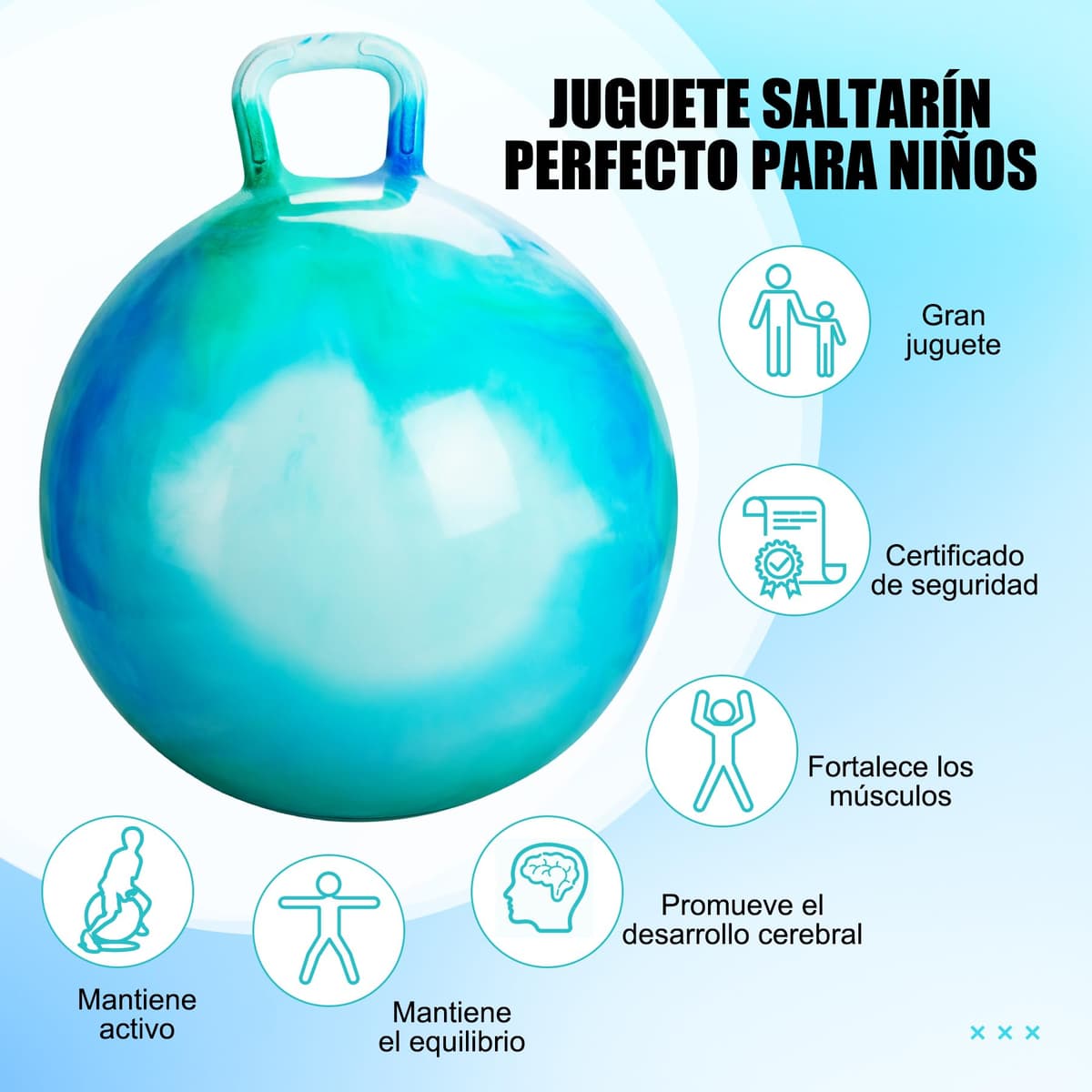 U&C Planet Balones Saltadores 45 cm Pelota de Salto para Niños 3-6 Pelota de Saltar Hinchable con Bomba Apto para Uso en Interiores y Exteriores Regalo Ideal — view 3