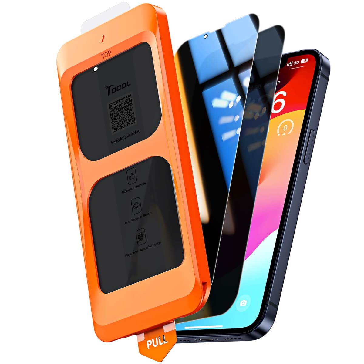 TOCOL Protector Pantalla para iPhone 17 Pro Max, Alineación Automática para Una Instalación Rápida, Cristal Templado de Dureza 9H Inastillable, HD Transparente, 2 Piezas — view 41