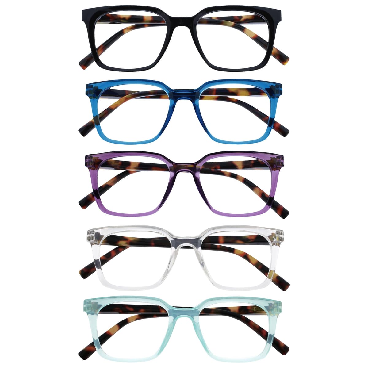 OPULIZE KOI Reading Glasses - Elegant Wide Rectangular Frame - Optimum Vision - Men Women - Spring Hinges, 1 Pack - Aqua — view 9