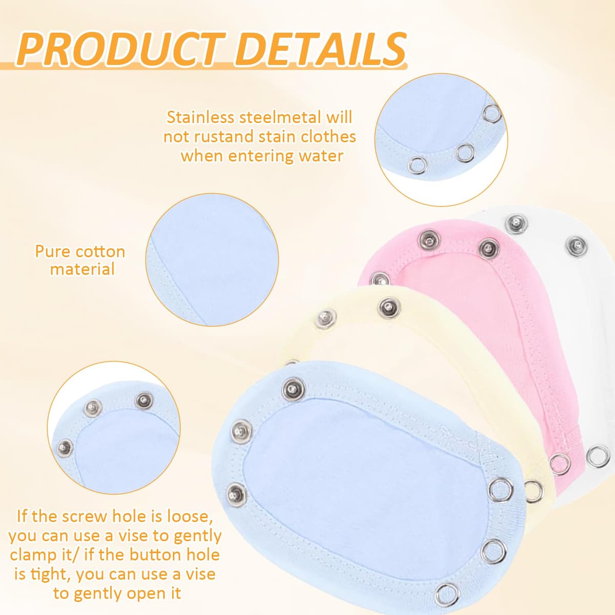 8 PCS Alargador Body Bebe Extensor Body Bebe para Recién Nacidos Ajustable Extensores Mono para Bebé Extensión Body BotóN A PresióN Extensible Longitud Ajustable Adecuado Botones a PresióN de Metal — view 2