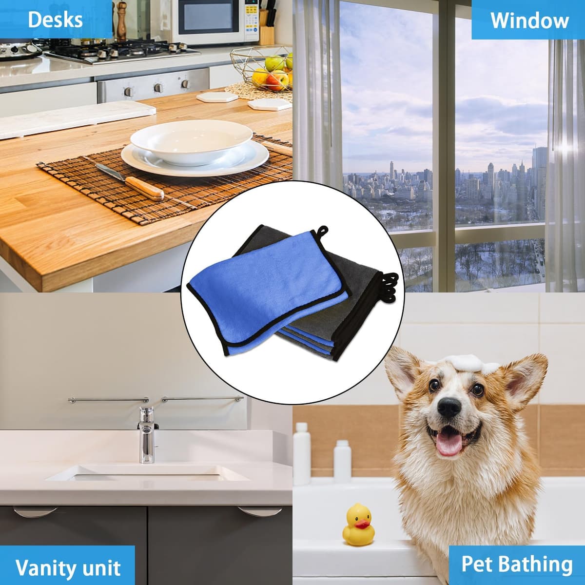 Set of 10 Microfibre Cloths, Car Drying Cloths, Absorbent and Lint-Free Microfibre Cloths, Versatile Cleaning Cloths, for Car Polishing, Kitchen (30 x 40 cm, Blue) — view 5