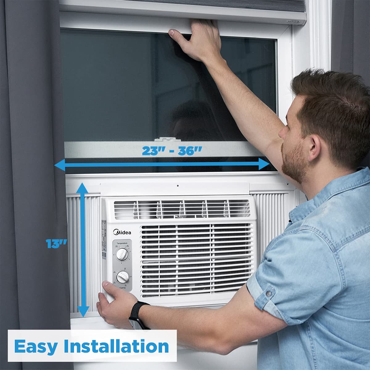 Midea 5,000 BTU EasyCool Window Air Conditioner and Fan - Cool up to 150 Sq. Ft. with Easy to Use Mechanical Control and Reusable Filter, Window Type MAW — view 9