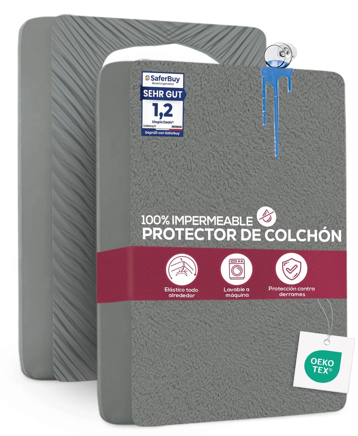 Utopia Bedding Protector Colchón 90 x 190 x 40 cm Impermeable, Certificación Oeko-Tex Funda Colchón, Cubre Colchón Transpirable, Elástico En Todo El Contorno — view 11