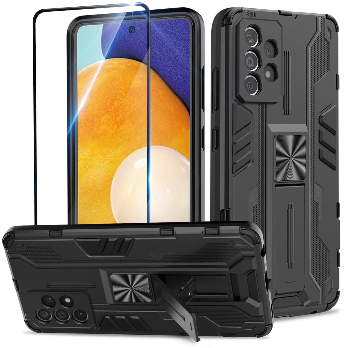 Funda para CMF Phone 2 Pro, Carcasa Antigolpes con Soporte anular metálico, Case Protectora de Grado Militar, Negro — view 1412