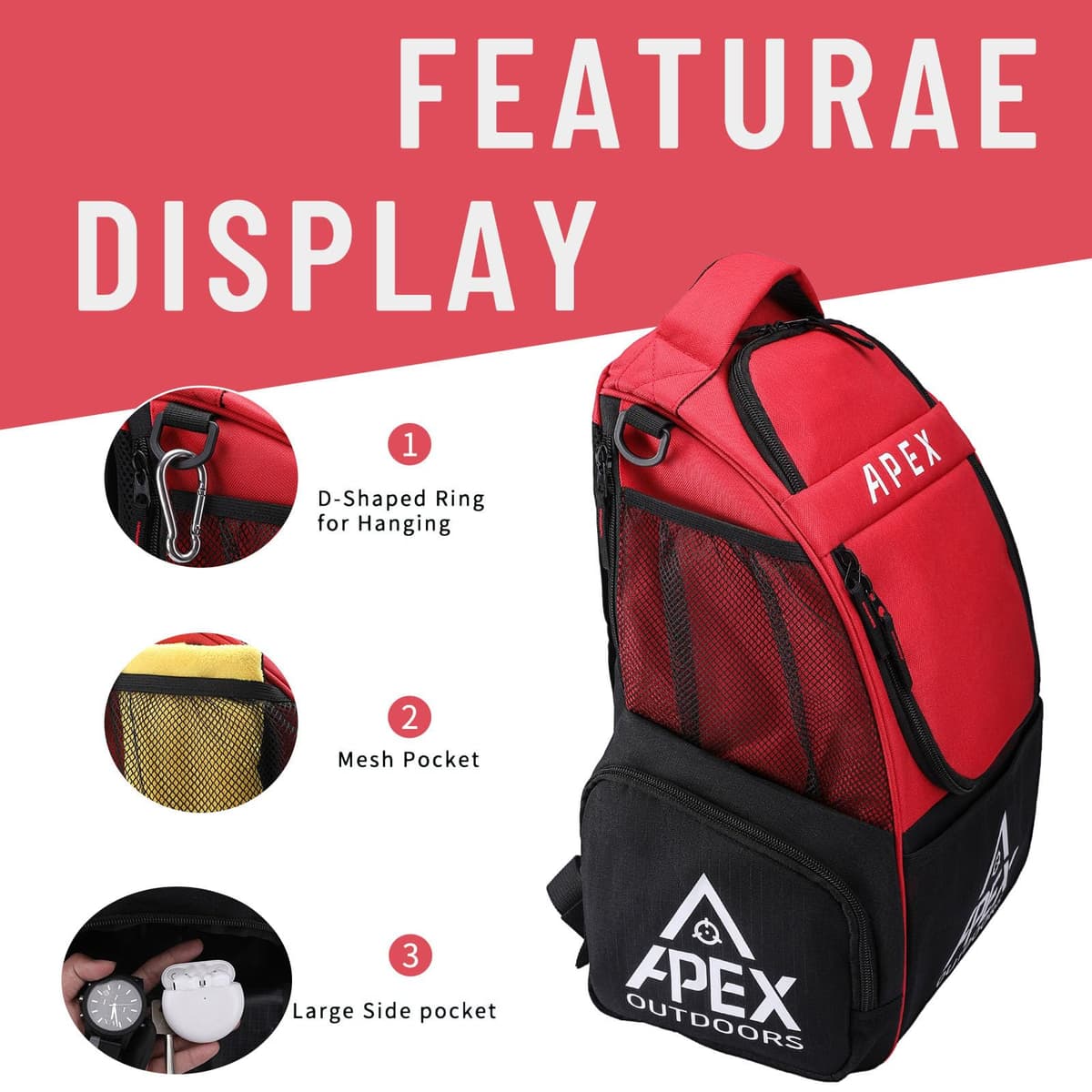 Apex Outdoors Bolsa de Golf de Disco, Mochila de Golf de Disco con más de 21 Discos, Bolsas de Golf duraderas y Ligeras con múltiples Bolsillos de Almacenamiento — view 4