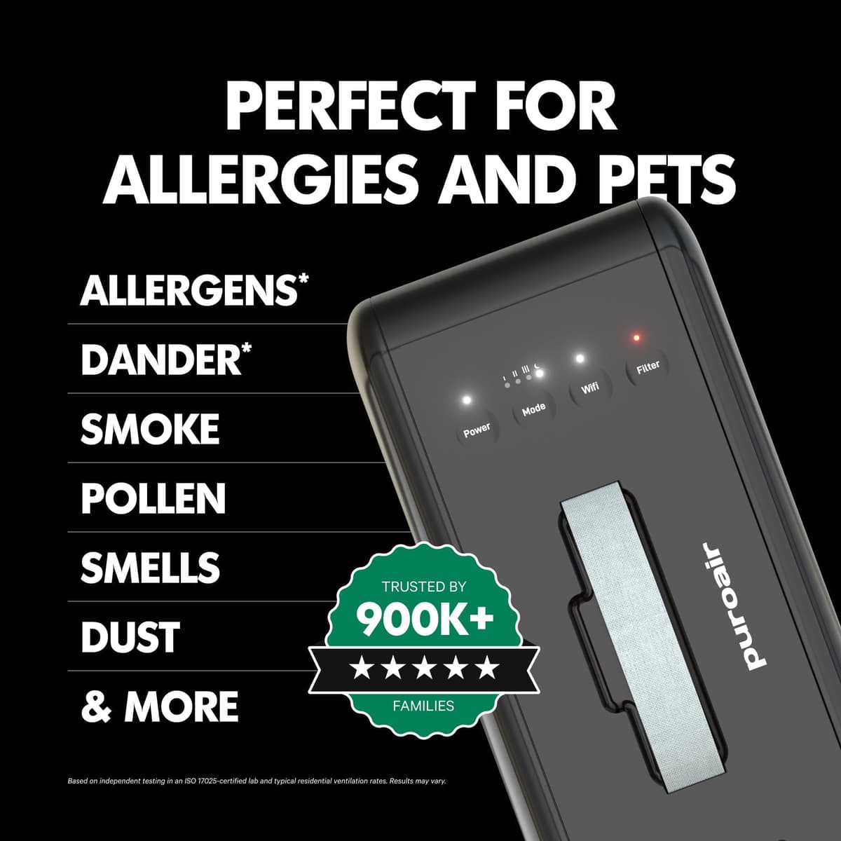 PuroAir Air Purifier 100i Smart HEPA Air Purifiers for Home Pets - Portable Small Air Purifier Filters up to 550 Ft² of Pollutants, Smoke, Pollen, Dust - Room Air Purifiers for Bedroom, Baby, Office — view 3
