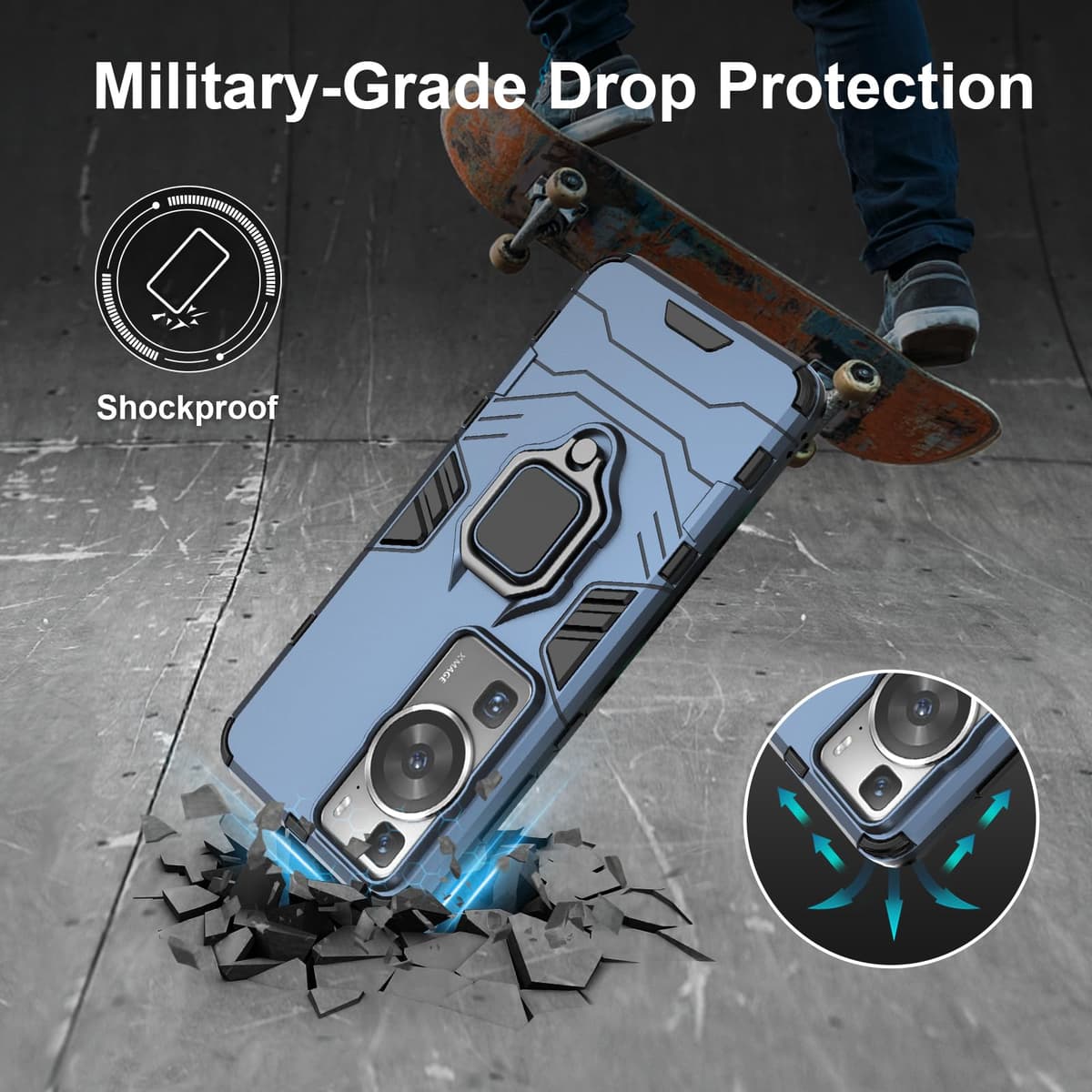 Funda para CMF Phone 2 Pro, Carcasa Antigolpes con Soporte anular metálico, Case Protectora de Grado Militar, Negro — view 26