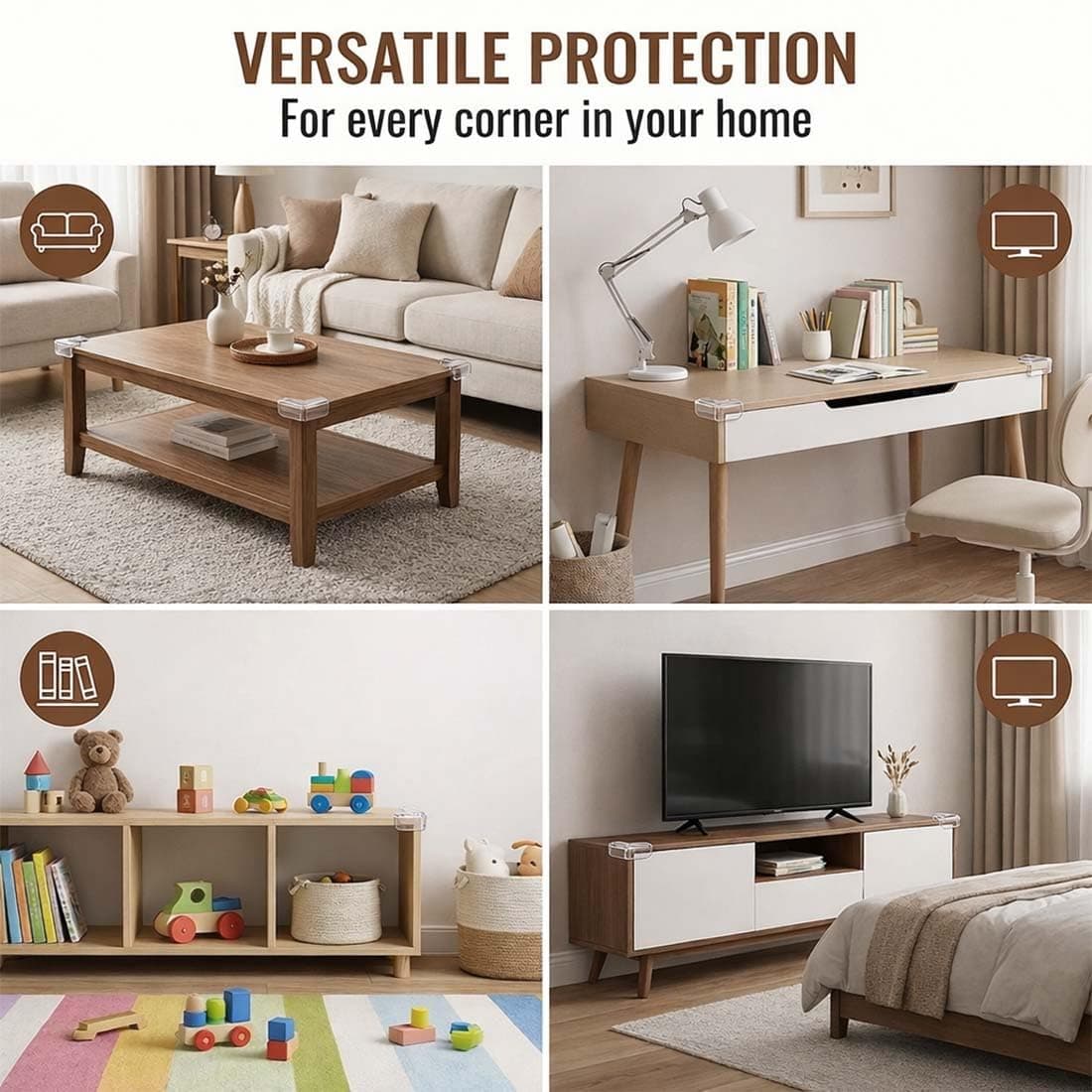 Protector Esquinas Bebe 10 Piezas Transparente Forma L Protección Mesa Muebles Niños — view 4