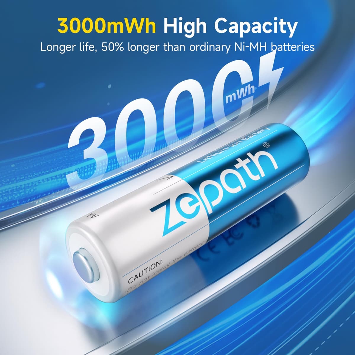 AA Rechargeable Lithium with Battery Charger, 12 Pack 3000mWh High Capacity Rechargeable 1.5V Constant Output AA Lithium, Battery Storage Fast Charging — view 2
