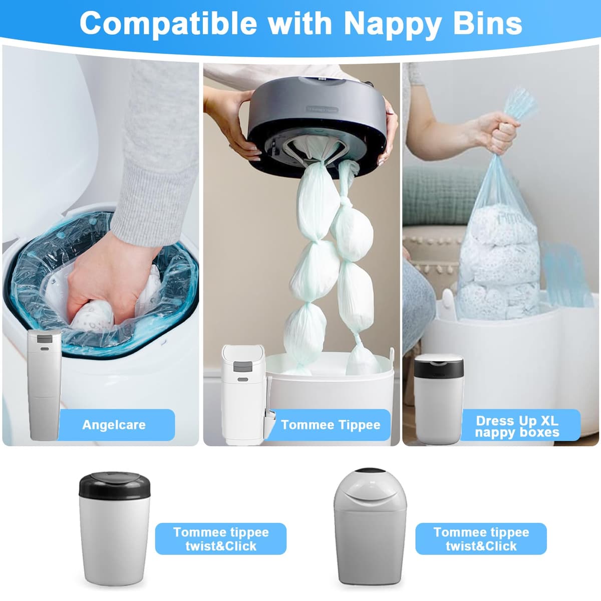 KALBIGRO 20 Piezas Recambios para Contenedor de Pañales, Compatibles con Tommee Tippee y Angelcare, Bolsas de Papelera para Bebé con Aroma a Limón, Casete para Twist & Click, Litter Locker II — view 4