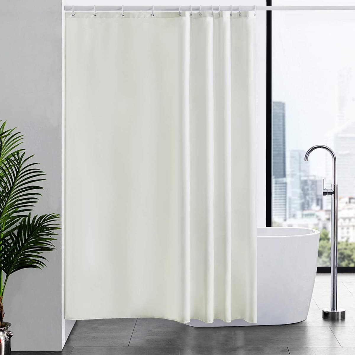 Furlinic Cortina Ducha 200x200cm Antimoho Impermeable Lavable Blanco Tela Poliéster Grandes Cortinas de Baño con 12 Aros de Cortina Ducha. — view 123