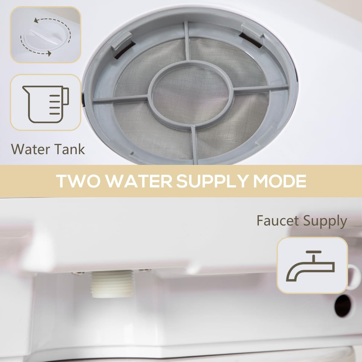 HOMCOM Table Top Dishwasher, Mini Countertop Dishwasher No Plumbing with Built-in 6L Water Tank, 6 Programs, Touch Control, LED Display, 4 Place Settings, Dual Water Supply and Fruit Wash, Black White — view 5