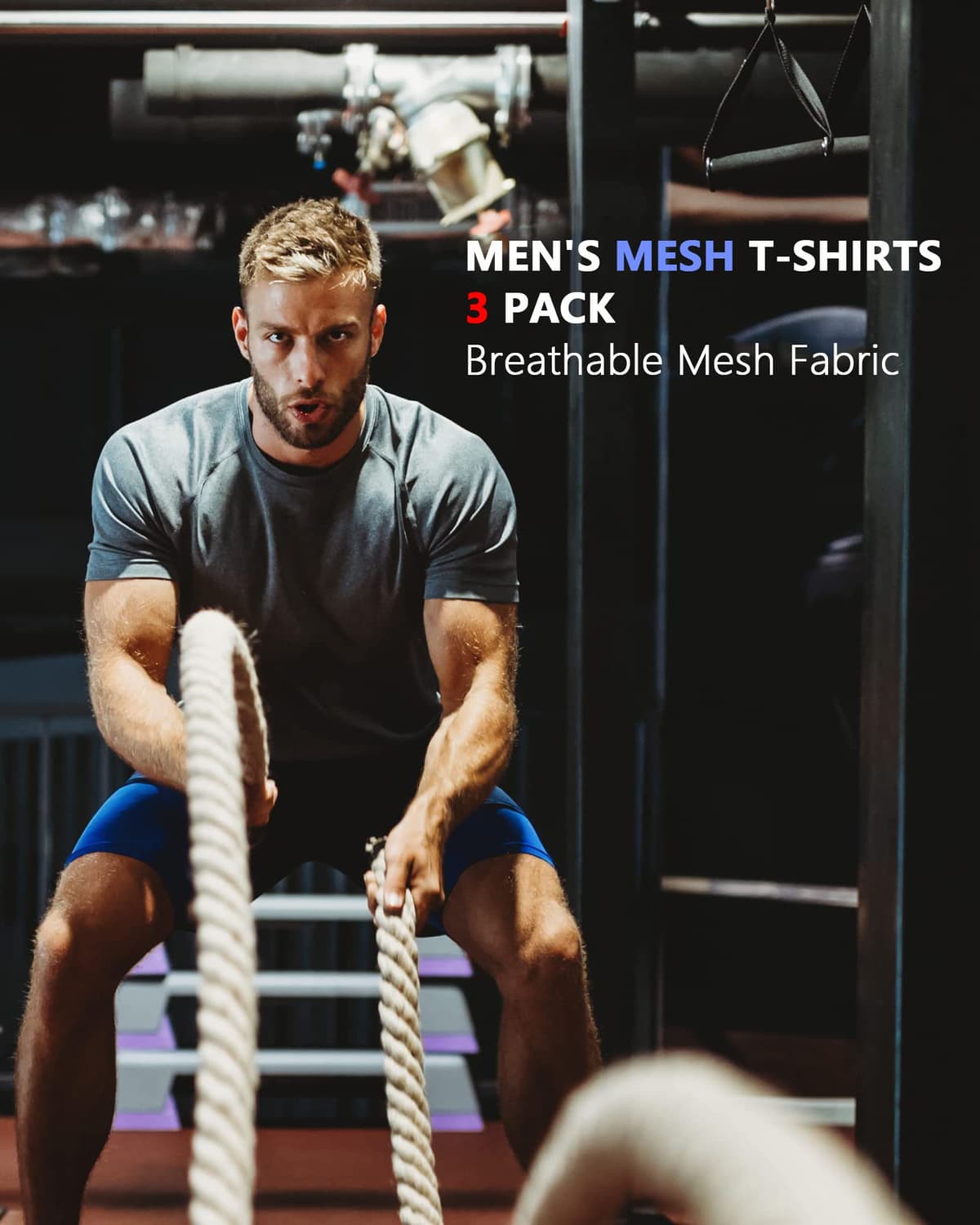 HOPLYNN 3/5 Pack Running Shirts Men Sport Tops Dry Fit Gym Wicking Athletic T Shirts Breathable Cool Workout Shirts — view 3