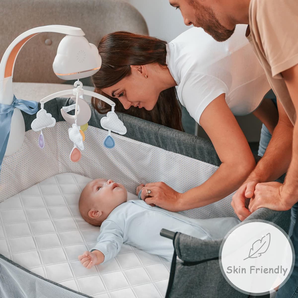 Yoofoss Next to Me Crib Mattress Protector 51 x 85 cm Waterproof Next to Me Mattress Protector 2 Pack Breathable & Comfortable Baby Mattress Cover White — view 3