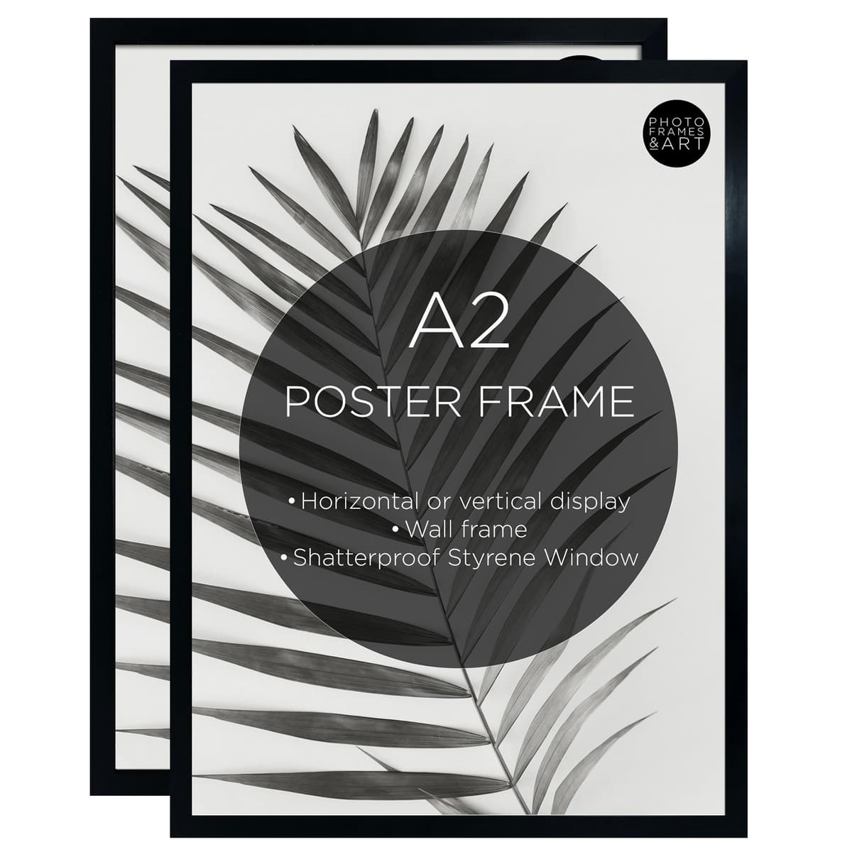 pf+a REAL GLASS A3 Black Frame Glass - PREMIUM A3 Picture Frame Black - Oxford A3 Print Portrait and Landscape Display — view 35