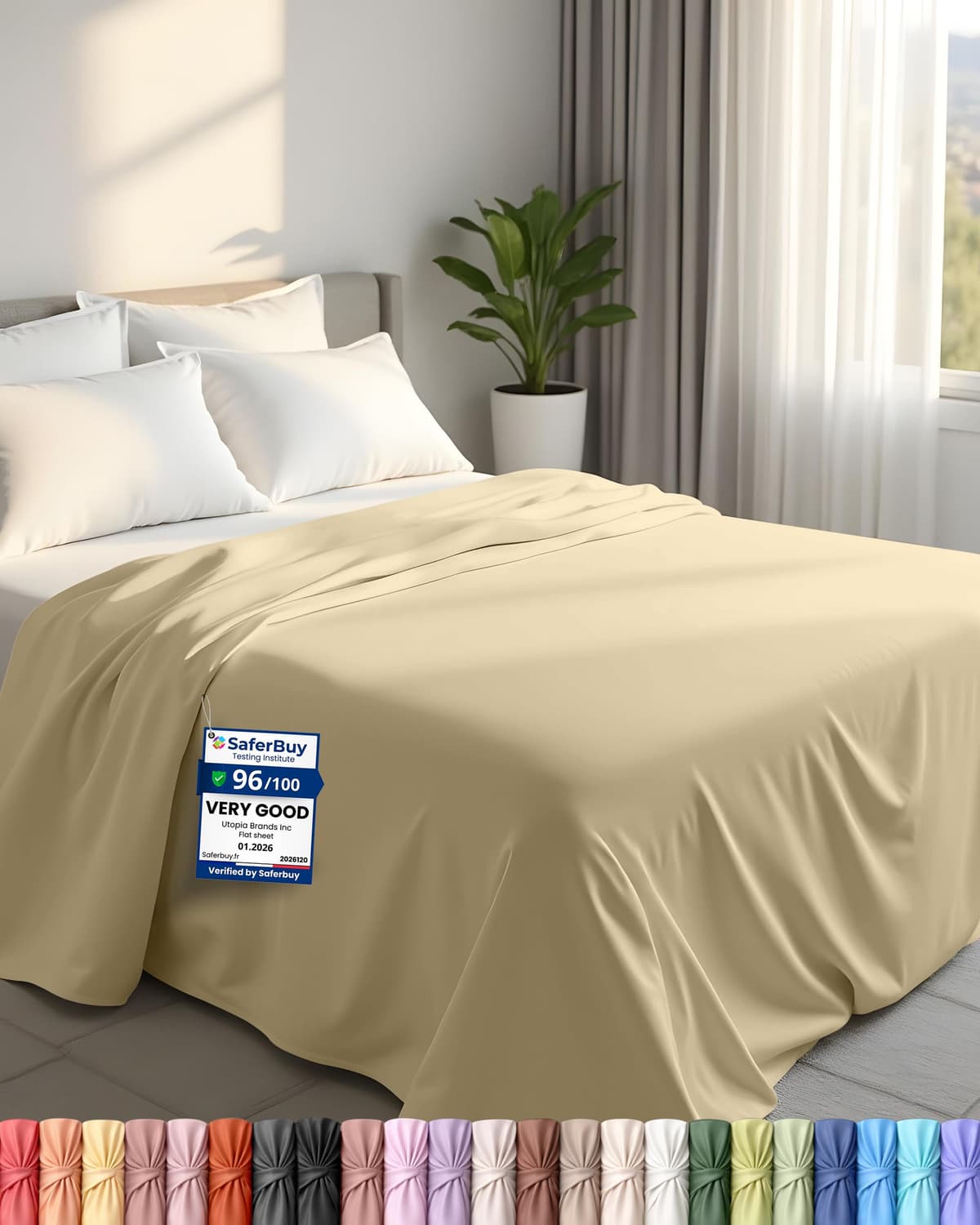 Utopia Bedding - Flat Sheet Double - Easy Care Soft Brushed Polyester - Microfiber Fabric - Wrinkle, Shrinkage, and Fade Resistant - White — view 26