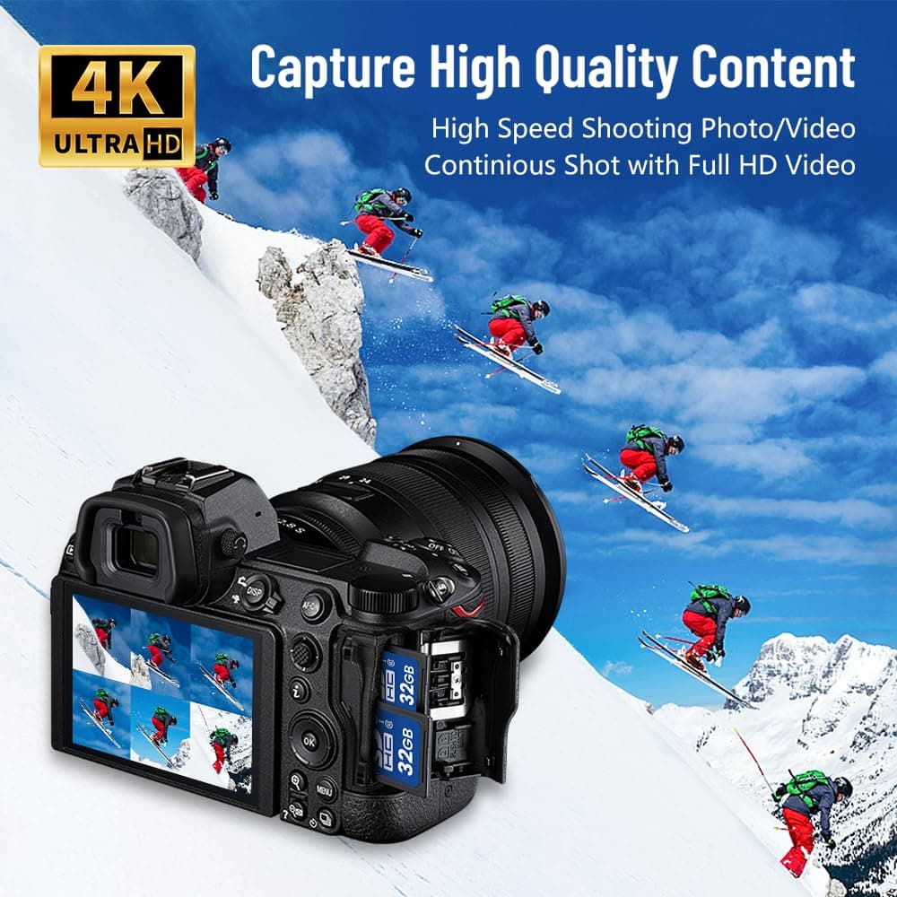 SD Card Pack, 32GB UHS-I SDHC U1 Class 10, High Speed for Digital Camera, Computer, Trail Camera 2 Packs — view 3
