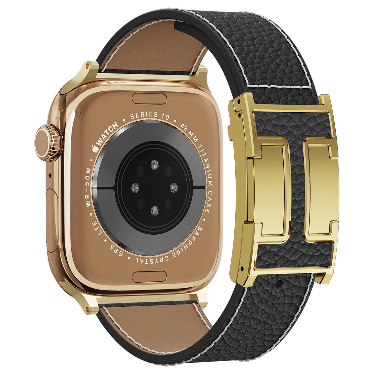Leather Watch Band with Magnetic Buckle,Dressy Apple Watch Ultra Leather Band Rugged Durable Replacement Strap for Men & Women — view 34