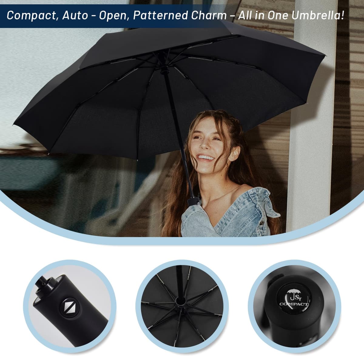 SY COMPACT Travel Umbrella Windproof Automatic Umbrellas Small Compact UV Sun Protection Factory Outlet Umbrella — view 2