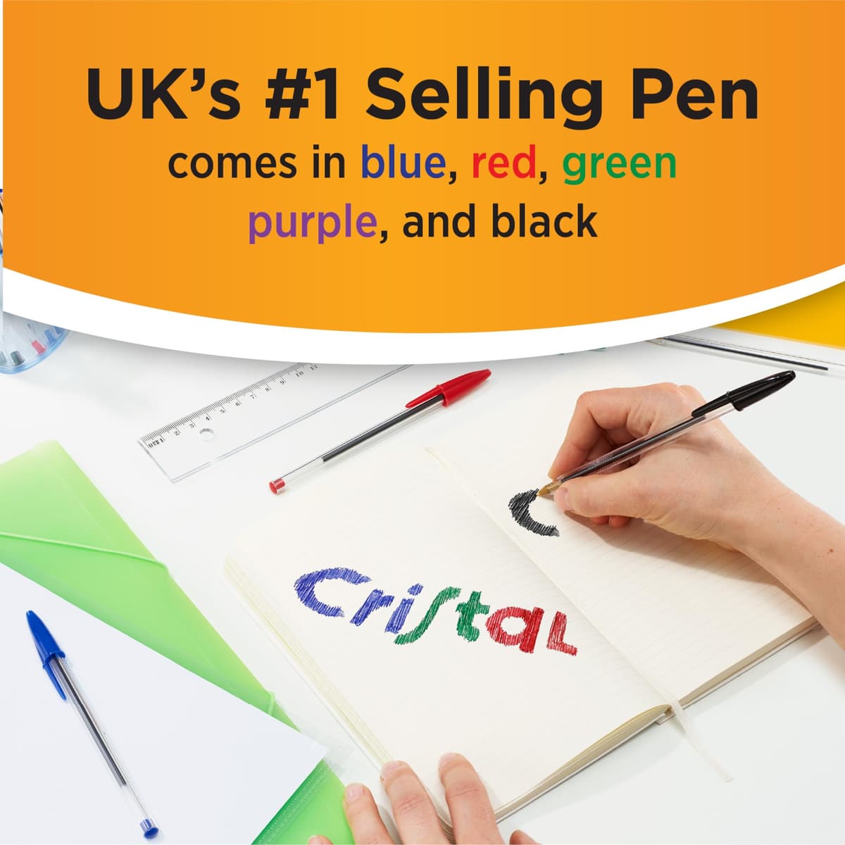 BIC Cristal Original Smudge Free Ballpoint Pens, Ideal for School, Black, Medium Point (1.0mm), Pack of 50 — view 4