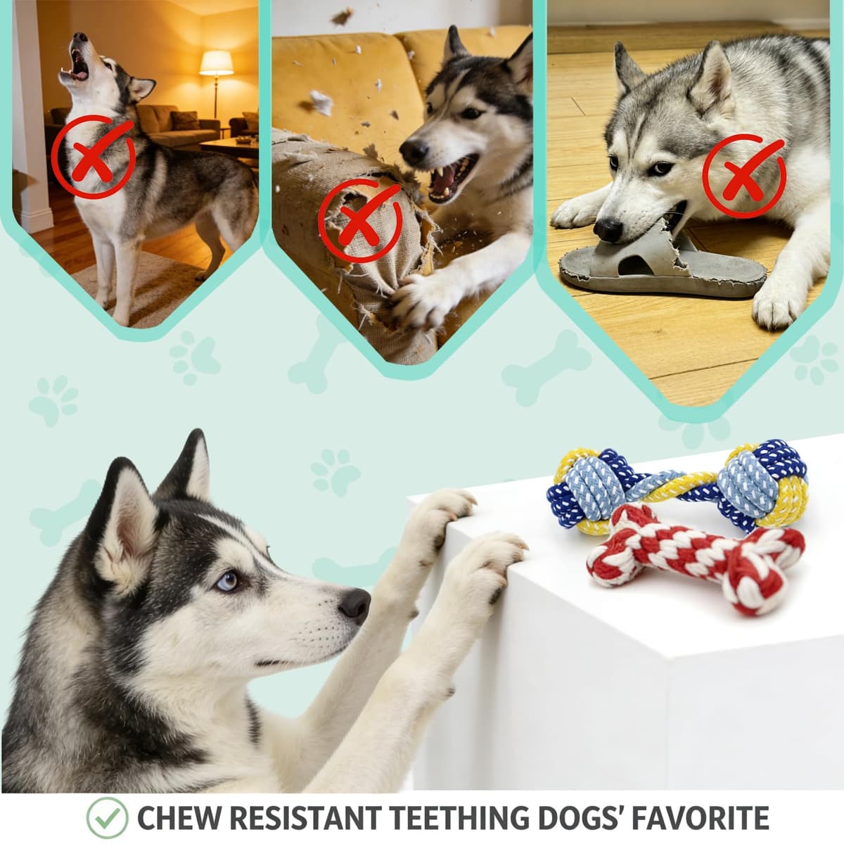 8 Piezas Juguetes para Perros,Juguete para Morder para Perro,uguete Perro ecológico, Seguro y Duradero se Puede Utilizar para Limpiar los Dientes de los Perros — view 5