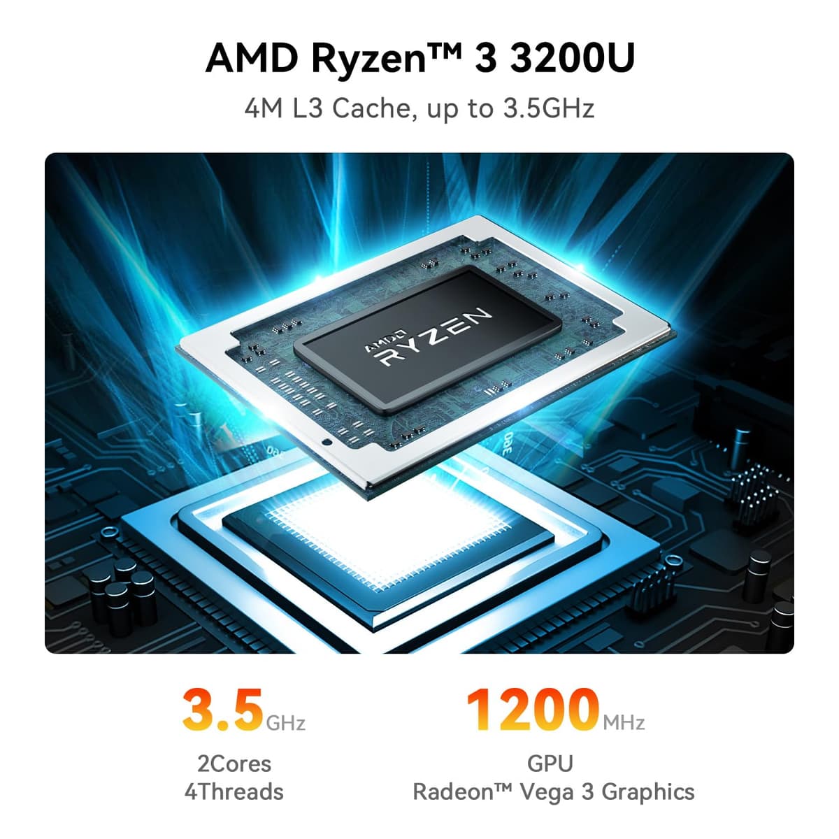 Beelink SER3 Mini PC W11 Pro, procesador AMD Ryzen 3 3200U de hasta 3,5 GHz, 16 GB de RAM DDR4, SSD NVMe de 500 GB, Doble HDMI, USB 3.2, WiFi 5, BT5.0, minicomputadora de Escritorio con LAN de 1000 M — view 3