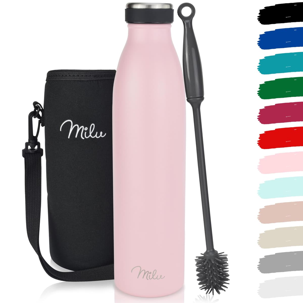 Milu Stainless Steel Drinking Bottle 1500 ml - Insulated Thermo Flask for Water - Leak Proof, Insulated and Double Walled, Carbonated (Granite Navy Blue, 1,5L) — view 20