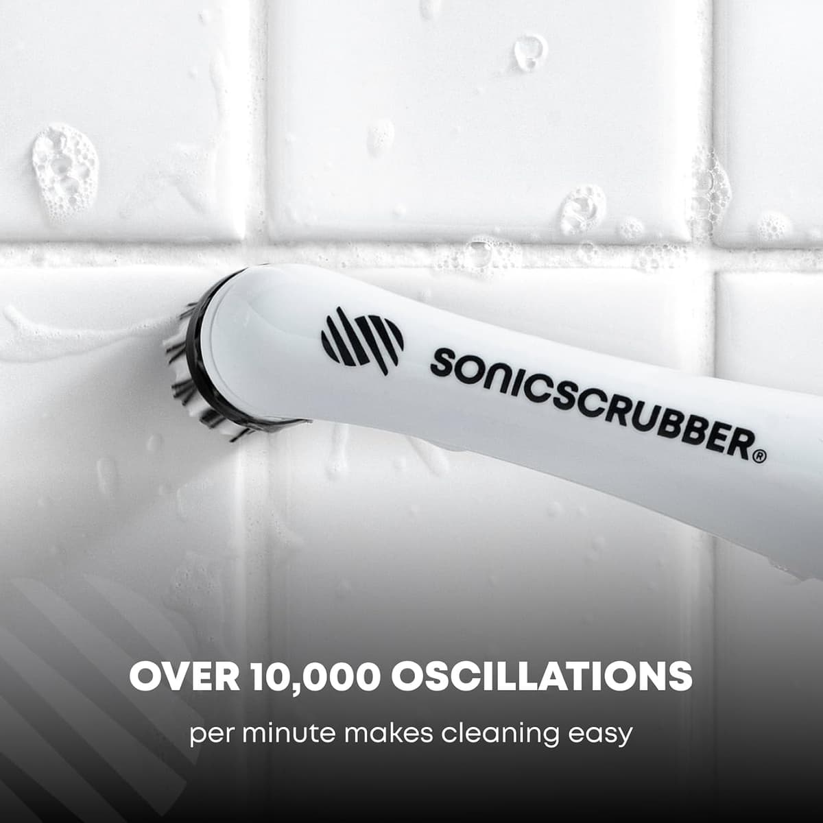 SONICSCRUBBER SonicScrubbers Sonic Scrubber Oscillating Cleaning Tool for the Kitchen and Bathroom, Grout, White — view 2