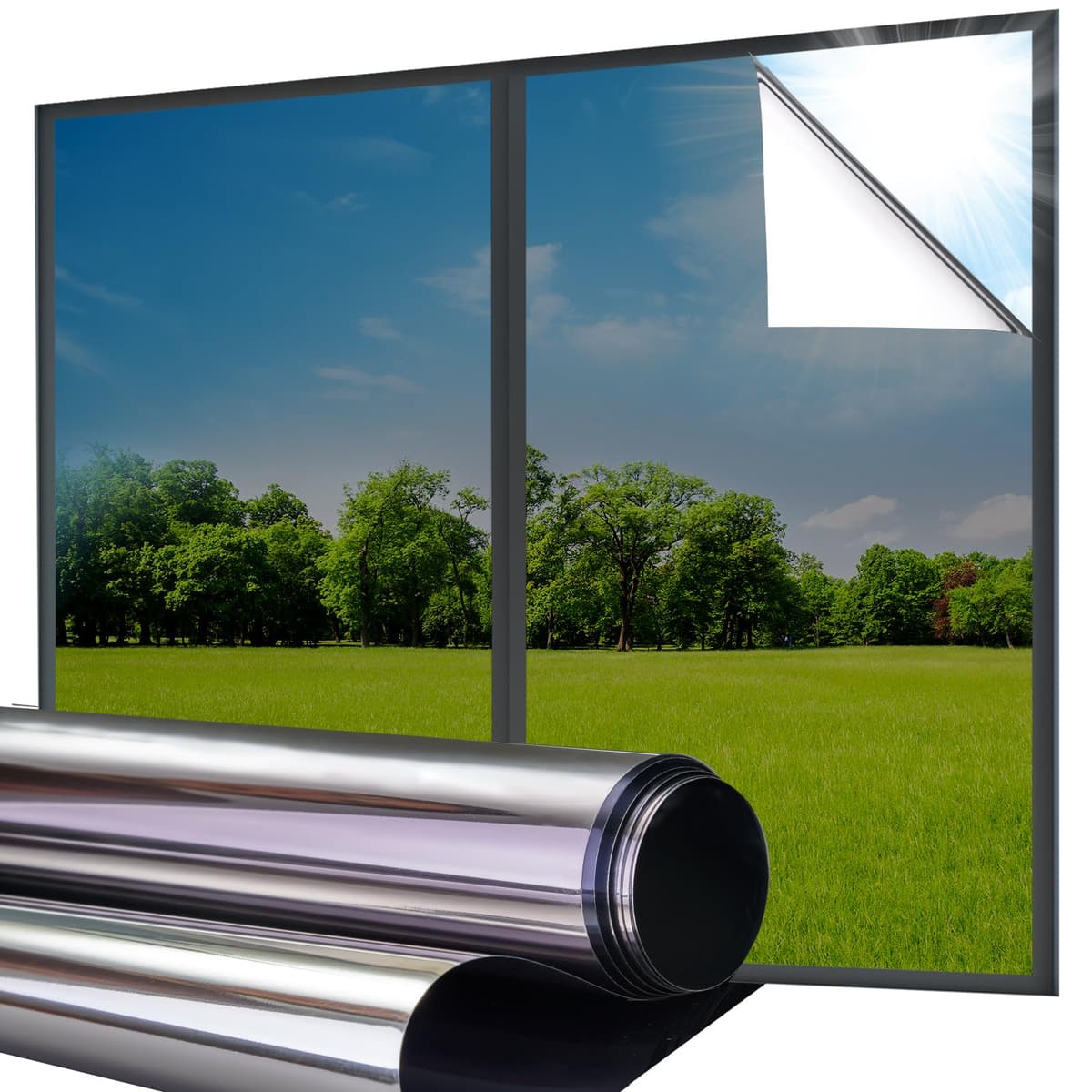 Lifetree Reflective One Way Window Film Privacy: Mirror Window Tint Film Heat Control Sun Blocker, UV Anti Glare Film Clear Day and Night for Home Office (Silver, 44.5 * 200cm) — view 13