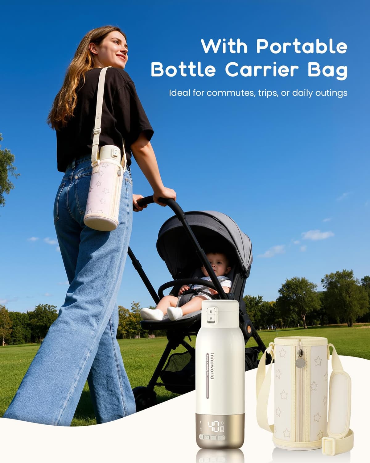 Portable Bottle Warmer for Travel,600ml Baby Milk Warmer for Breastmilk & Formula with Fast Heating,10400mAh Long Battery Life,USB-C Charging,Ideal for Car,Vehicle & Airplane Journeys — view 7