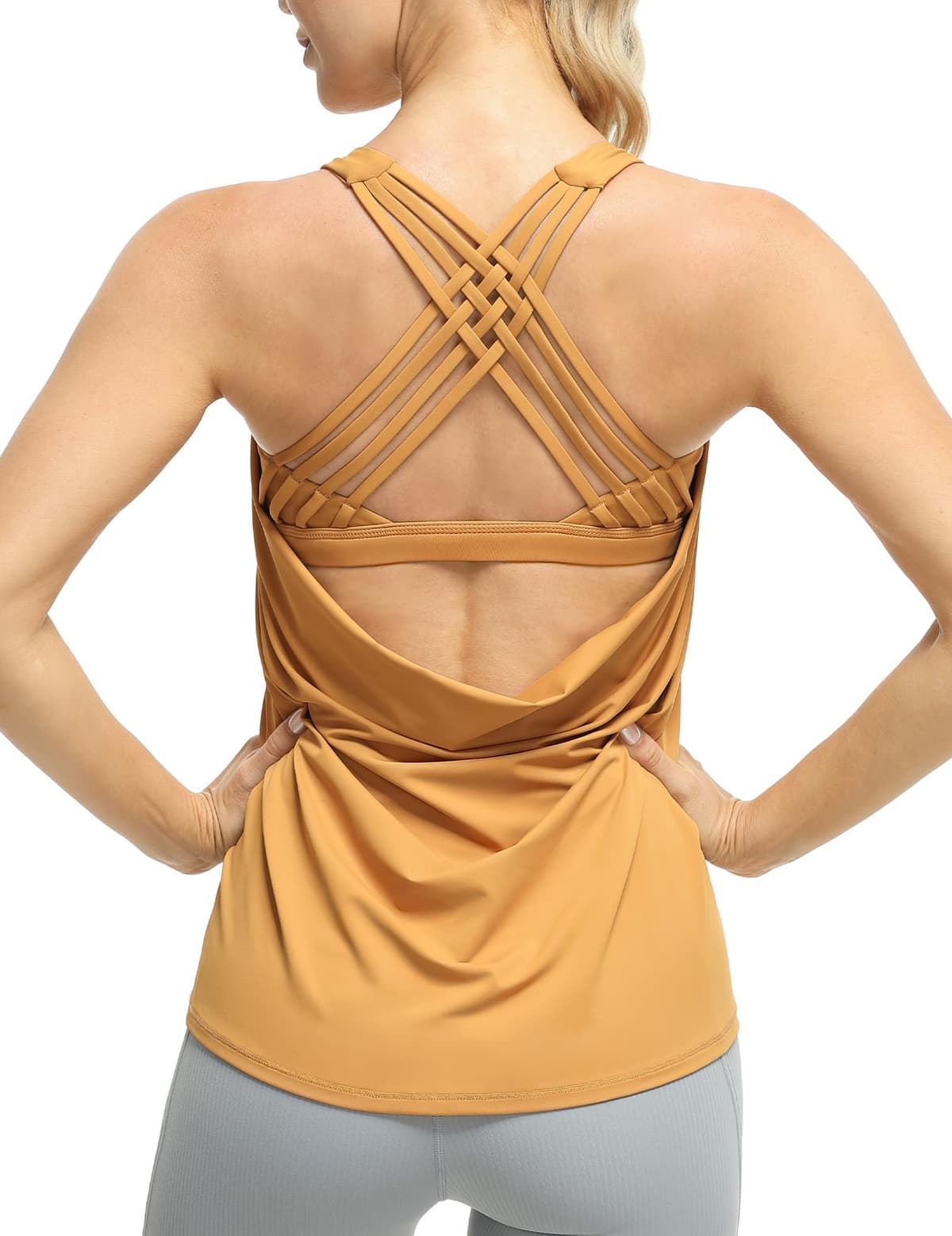 icyzone Camisetas de Yoga para Mujer con Brasier Integrado para Entrenamiento, Gimnasio, Chaleco Deportivo — view 14