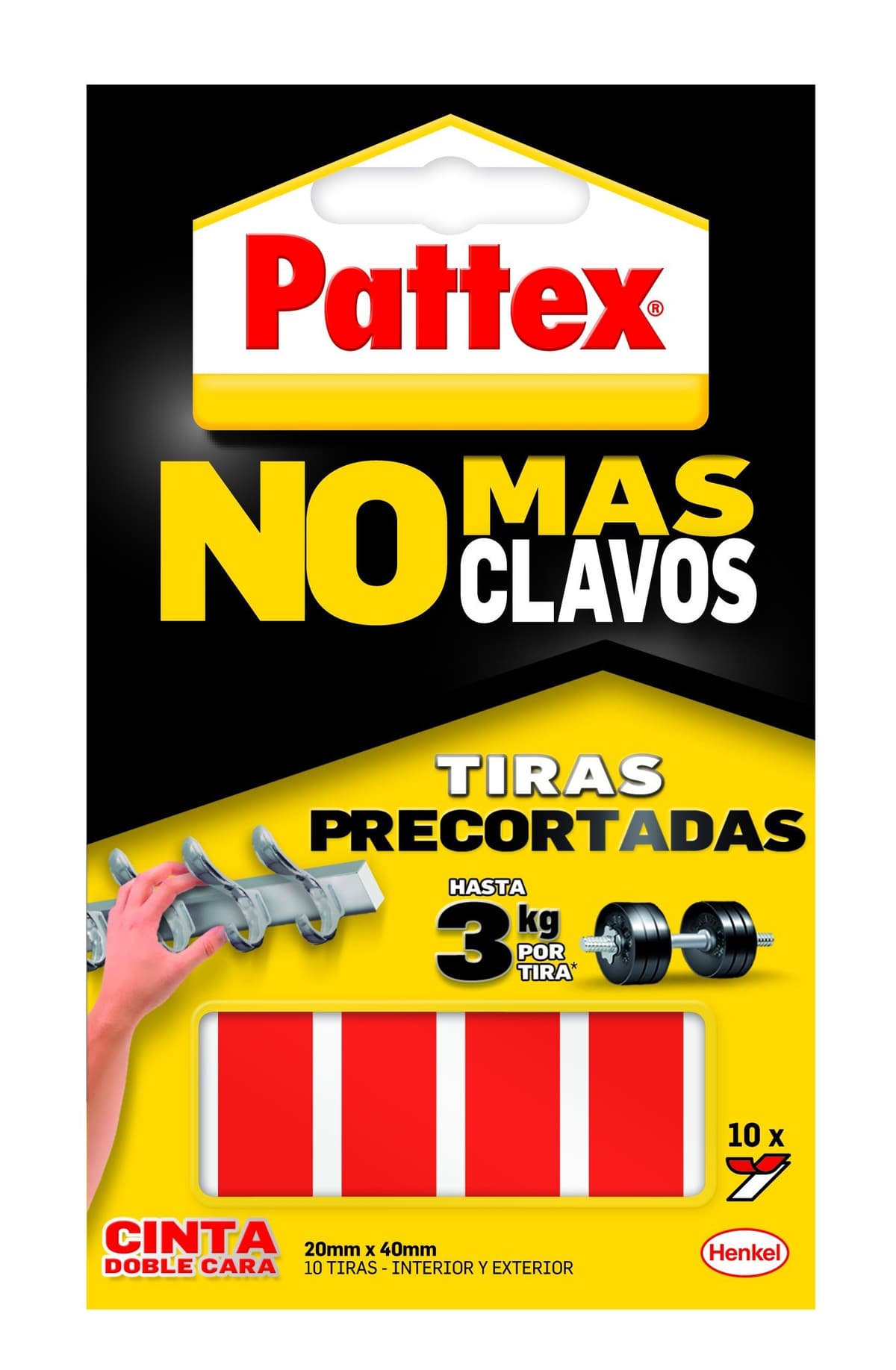 Pattex No Más Clavos Cinta, cinta adhesiva para aplicaciones permanentes, cinta de doble cara extrafuerte, adhesivo de montaje para interior y exterior, 19 mm x 1,5 m — view 8