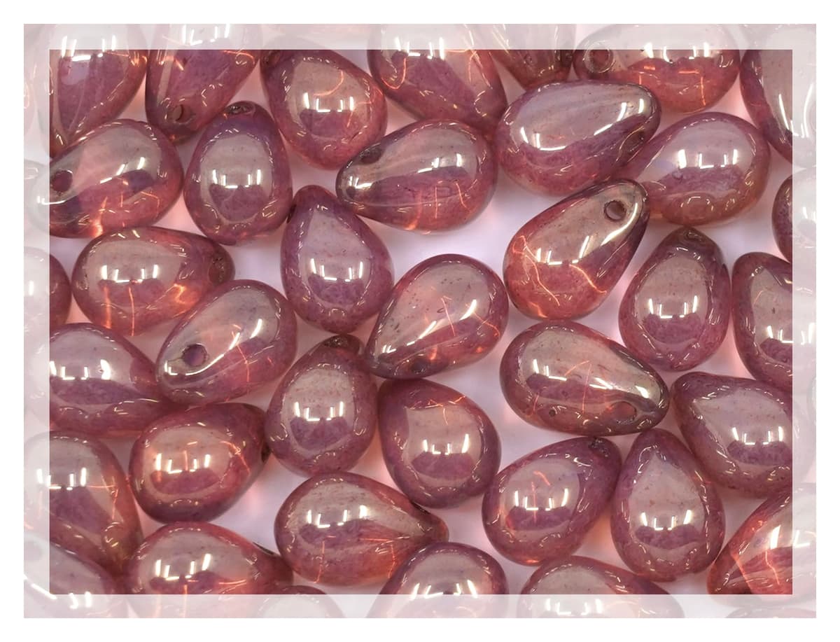 Czech 50-Piece Glass Beads, 6x9mm, Teardrop Siam Red — view 89