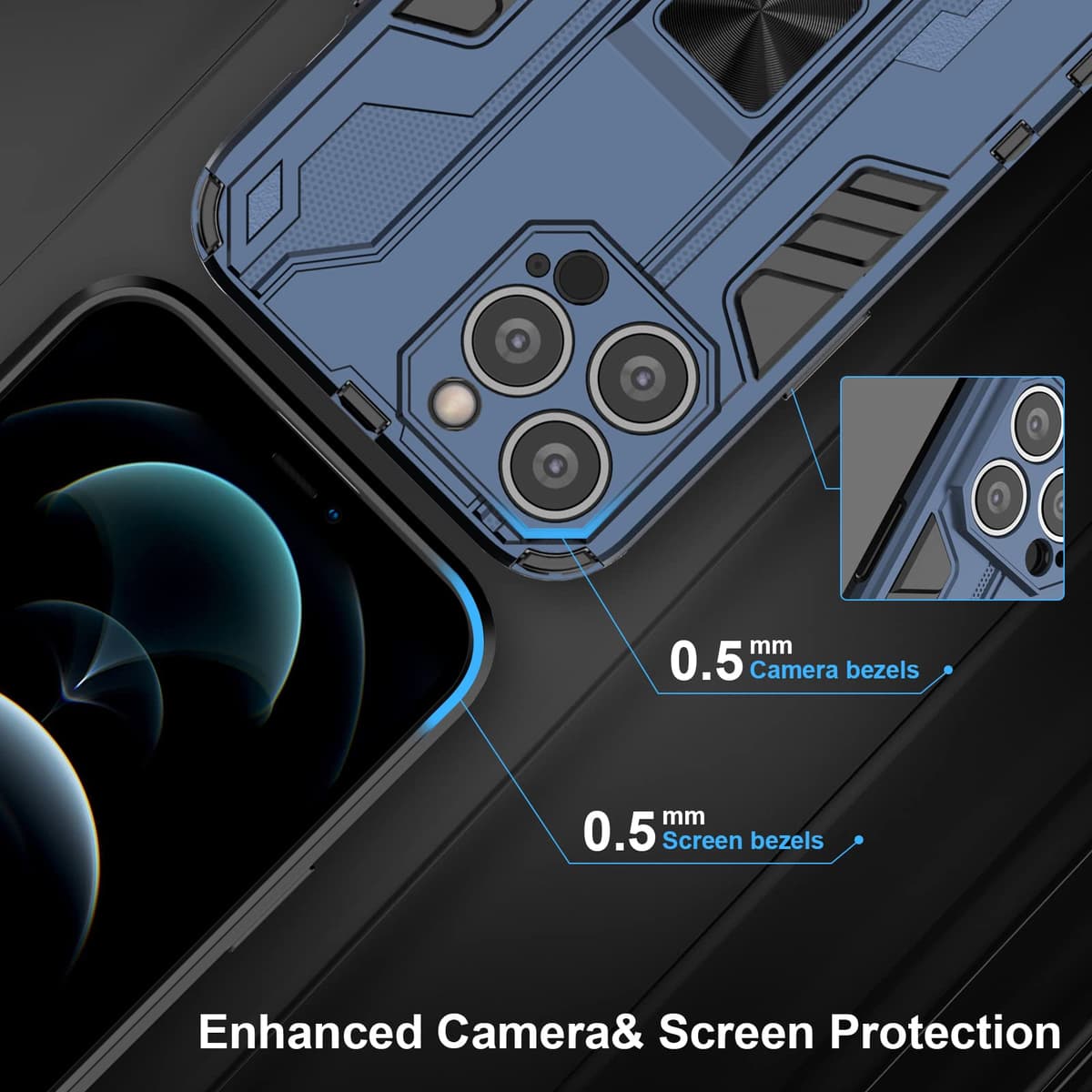 Funda para CMF Phone 2 Pro, Carcasa Antigolpes con Soporte anular metálico, Case Protectora de Grado Militar, Negro — view 1540