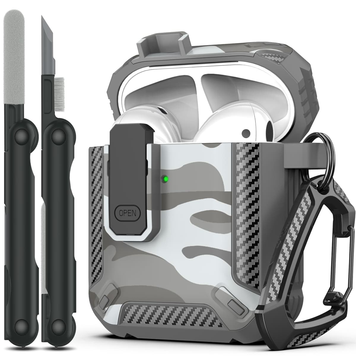 RFUNGUANGO Compatible con Airpods 4 Estuche (2024) con Kit de Limpieza, Clip de Bloqueo Seguro y Estuche de Protección a Prueba de Golpes para Airpods 4ta Generación Lanzamiento 2024,Cielo Estrellado — view 26