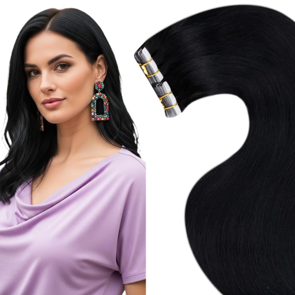 LaaVoo Tape in Hair Extensions Human Hair Blonde Tape Hair Extensions Real Human Hair Invisible Tapes Remy Straight Balayage Brown to Blonde Hair Double Sided Tabs 20pcs 50g 16 Inch #8/18/60 — view 147