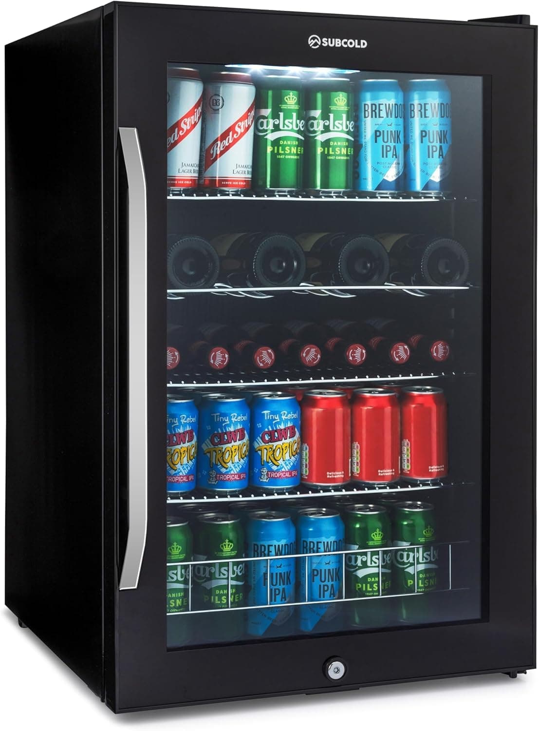 Subcold Ace90 LED Touch Control Beer Fridge With Glass Door | Premium Drinks & Wine Fridge | Black Alu Handle, Auto Defrost, Lockable | 91 Cans | Ideal for Home Bar Undercounter — view 11