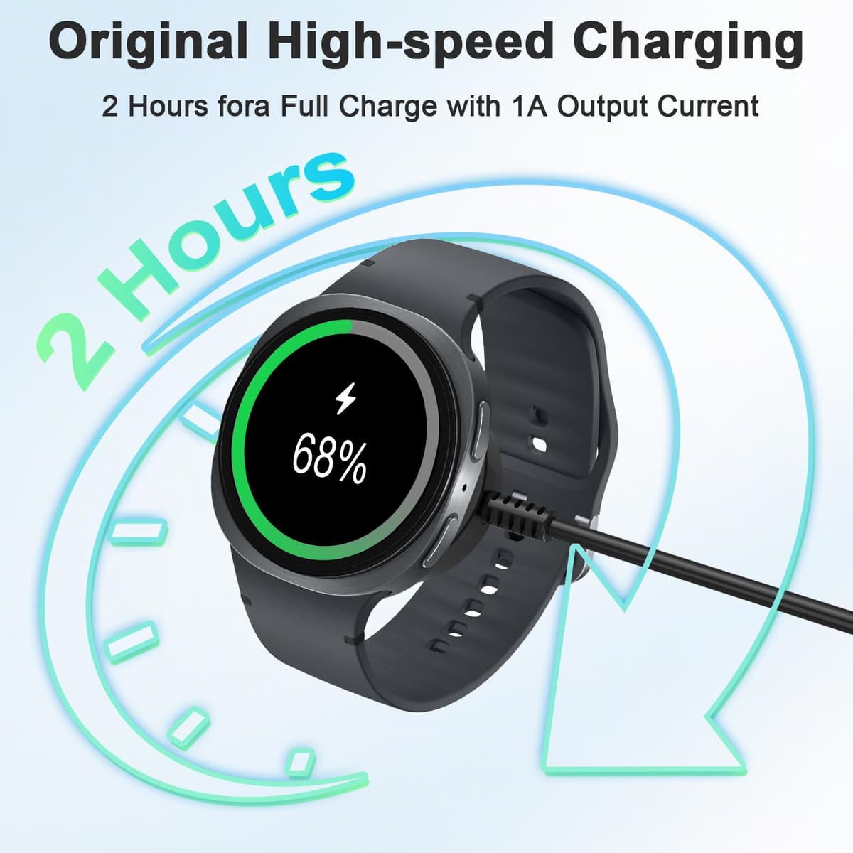 Upgrade 2 Pack 3.3ft Samsung Watch Charger, Magnetic Fast Charging Cable Galaxy Watch Charger Dock for Galaxy Watch 8/8 Classic/Ultra/7/6/6 Classic/5/5 Pro/4/4 Classic/3/FE/Active 1/Active 2 — view 3