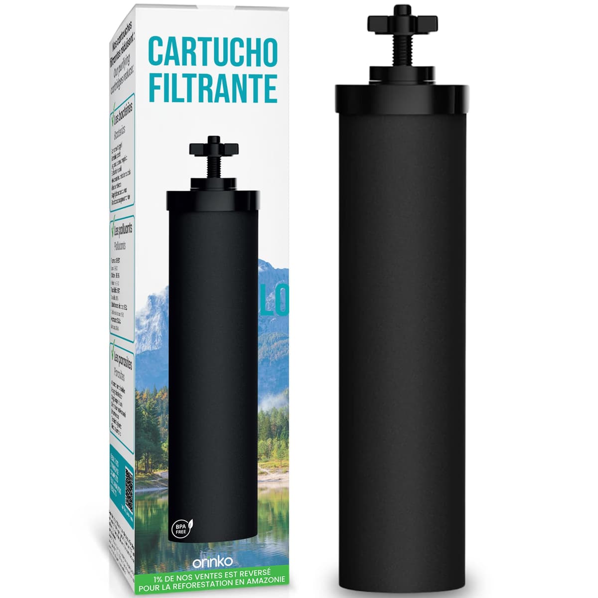 Cartucho de filtro para filtro de agua por gravedad – Compatible con Berkey & Berkefeld – Purificación eficaz del agua potable – Filtración de alto rendimiento Anti-Bacteriana – Certificado por NSF