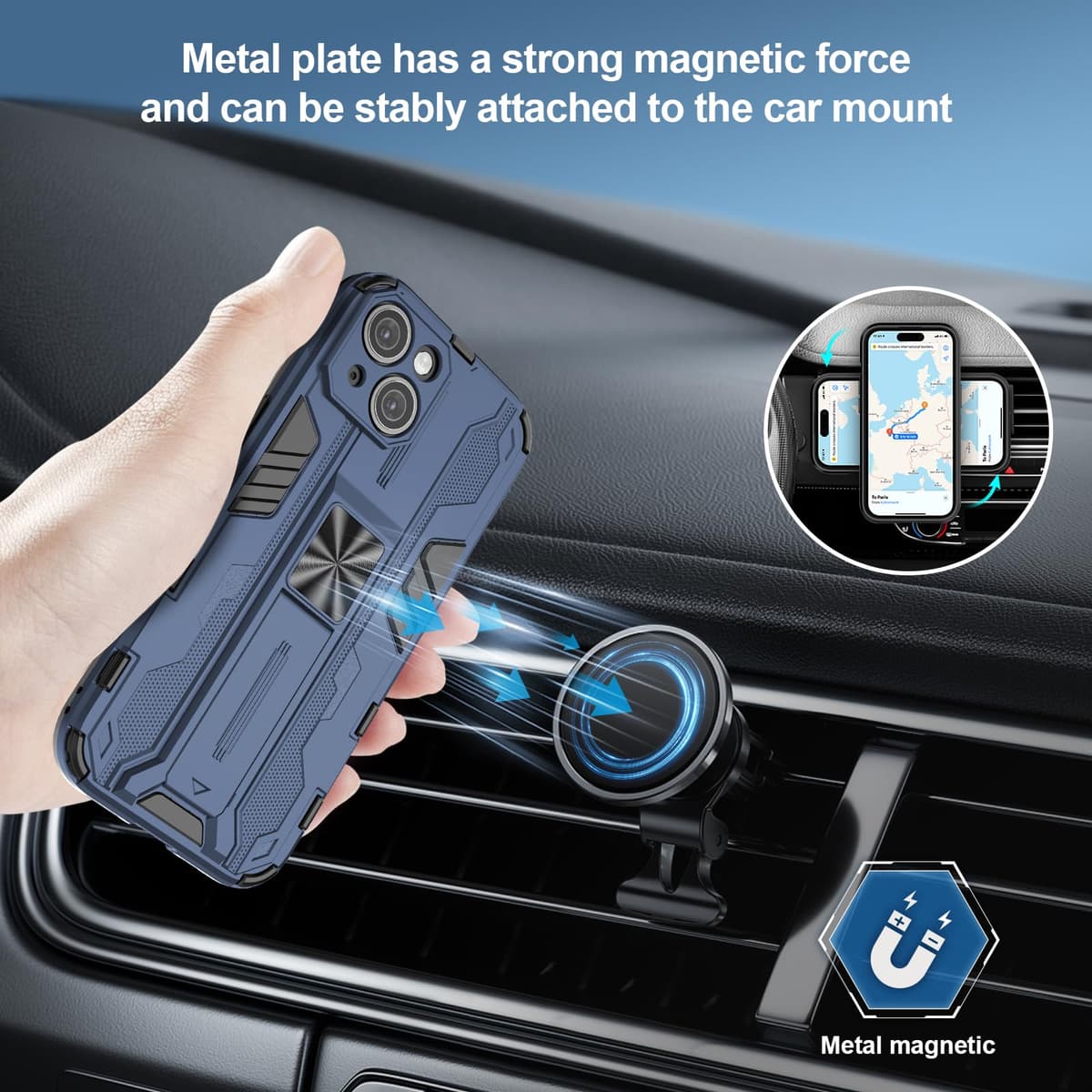 Funda para CMF Phone 2 Pro, Carcasa Antigolpes con Soporte anular metálico, Case Protectora de Grado Militar, Negro — view 1564