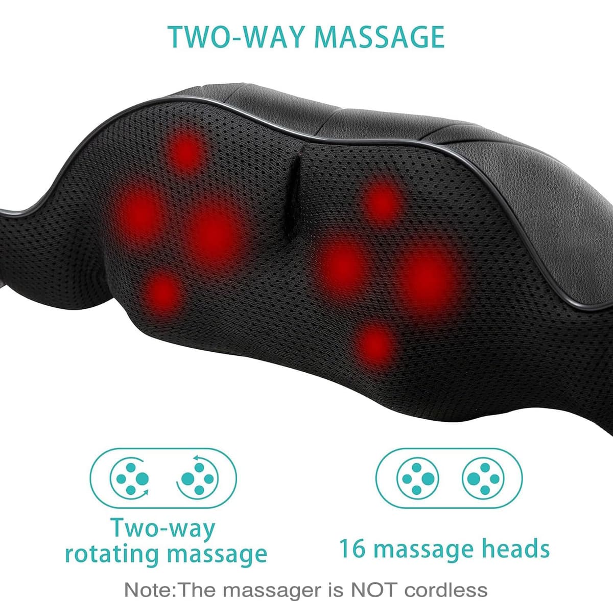 AERLANG Masajeador Cervical y Espalda con Calor Relajante,Amasajeador de Cuello, Hombros y Espalda para Dolor y Relajación, Regalo para Mujeres, Hombres, Mamá y Papá（No es inalámbrico） — view 3