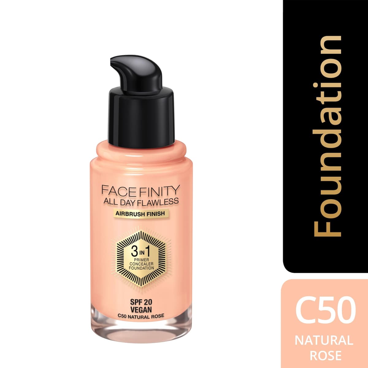 Max Factor - All day flawless 3 in 1 foundation, base de maquillaje, 50 natural — view 3