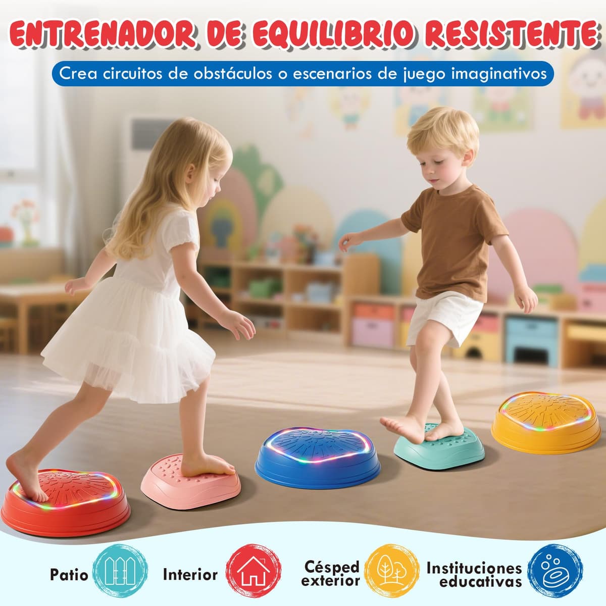 Lehoo Castle Piedras Equilibrio Niños con Luces y Música, Stapelstein Tabla de Equilibrio para Niños, Antideslizante Juguetes para Jardín, Juguetes de Exterior — view 6